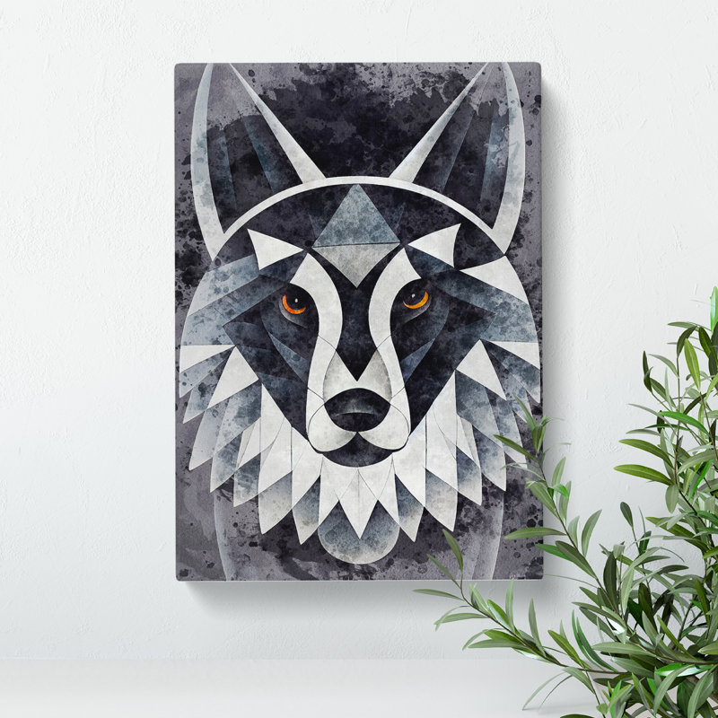 Abstract Watercolour Wolf No.2 - Wrapped Canvas Print, 76cm H x 50cm W x 3cm D
