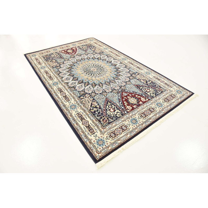 Tapis bleu Jackson Jackson, Ivory/Navy, Rectangle 3 pi 1 po x 5 pi 3 po