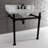 Kingston Brass Monarch 36-Inch Carrara Marble Console Sink with Stainless Steel Legs (8-Inch, 3-Hole)-51154834
