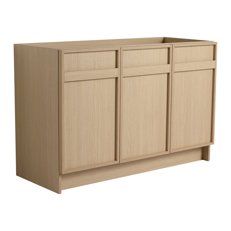 Armoire de salle de bain moderne 48 po - 3 portes à fermeture en douceur, meuble-lavabo avec contreplaqué fonctionnel, 48" W