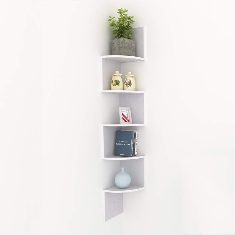 5 Piece Corner Shelf, White