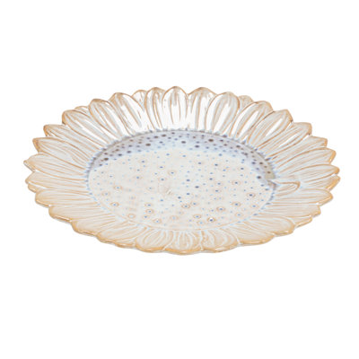 Flower-Shaped Stoneware Plate In Reactive Glaze