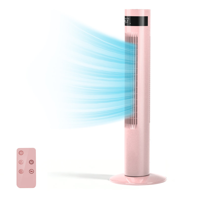 Ventilateur silencieux sans lame Electactic 35,83 ", télécommande, 3 modes, 3 vitesses, oscillant, Rose