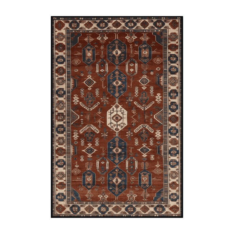 Tapis turc noir lavable à la machine, Rectangle 4pi x 6 pi