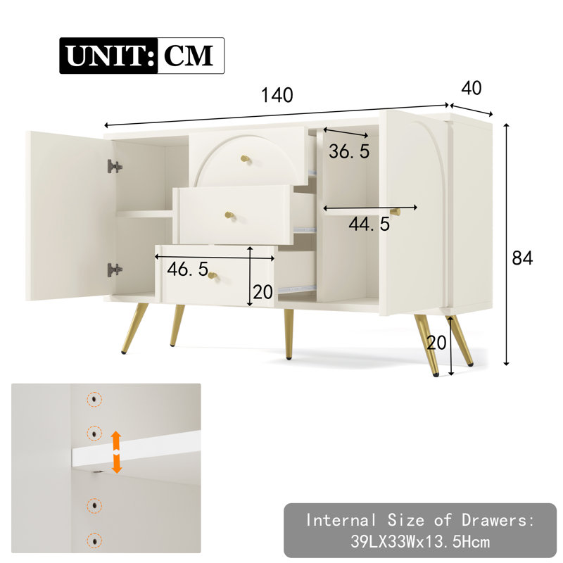 Angileh 140cm Sideboard