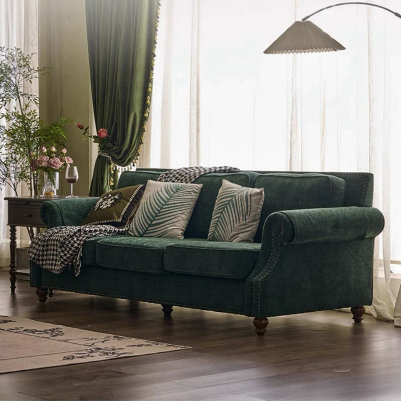 American Retro Light Luxury Green Sofa