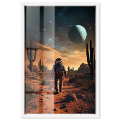 «Astronaut Arid Journey III Shadowbox» par Art Remedy, cadre blanc, 21 x 31