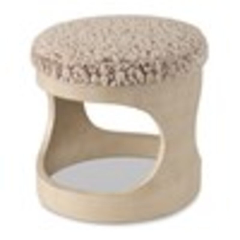 Round Ottoman, Elise Linen