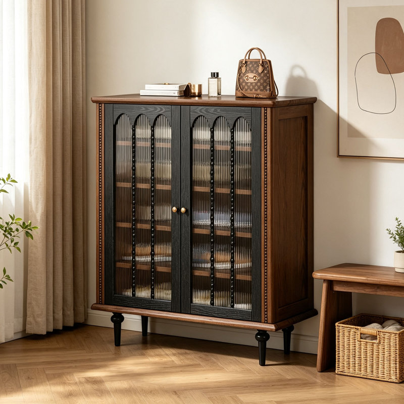 Meuble à chaussures rétro de style français pour usage domestique, 39.37"H x 27.56"W x 15.75"D, Brown