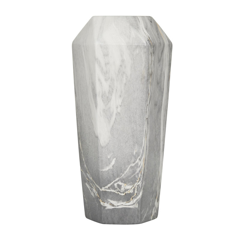 Ceramic Faux Marble Decorative Vase, Gray