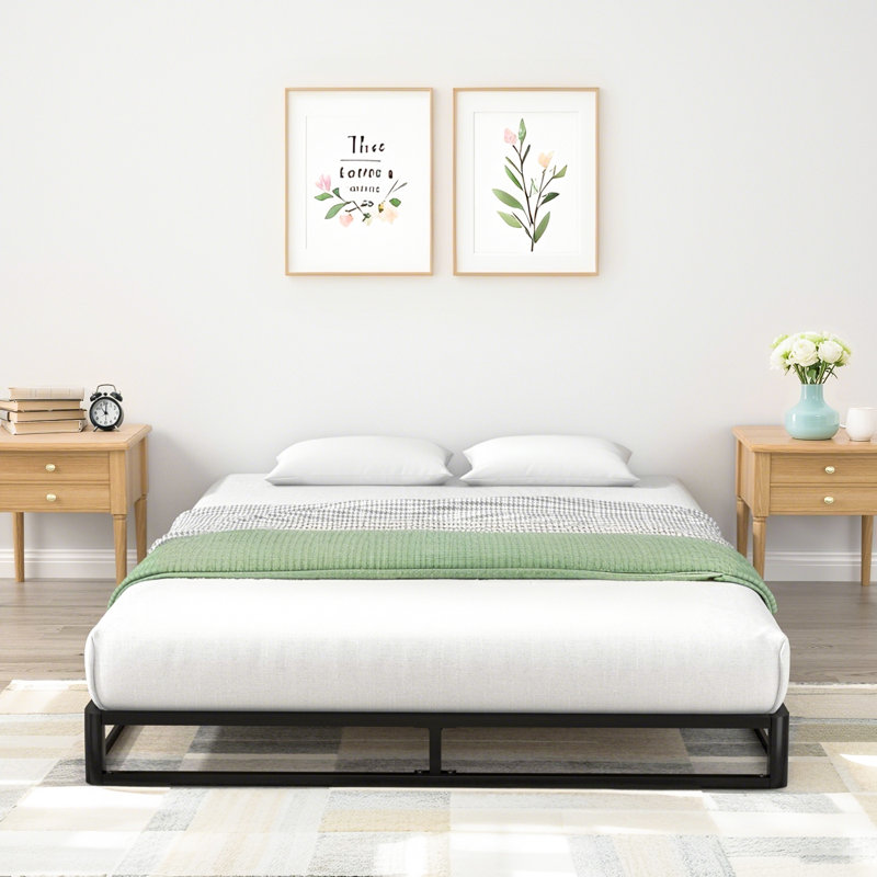 Galatia 6.3'' Low Profile Bed Frame with Wood Slats No Box Spring Needed, Queen