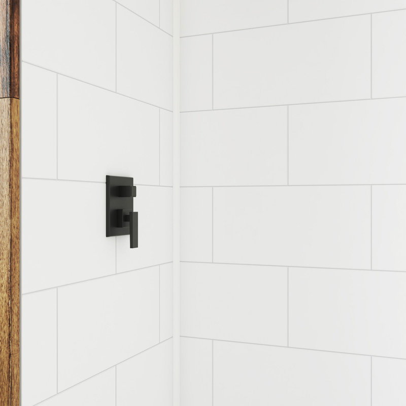 DreamLine DreamStone 42 in. D x 62 in. W x 84 in. H Shower Wall Kit in White Traditional Subway