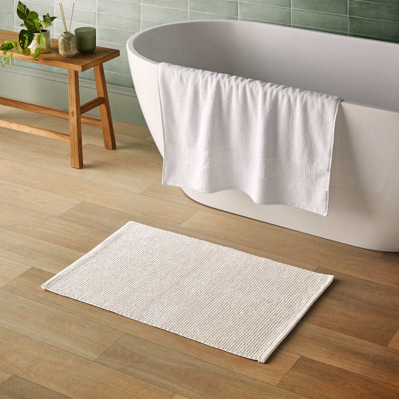 Silentnight Textured Knot Rectangle Bath Mat 100% Cotton BCI, White