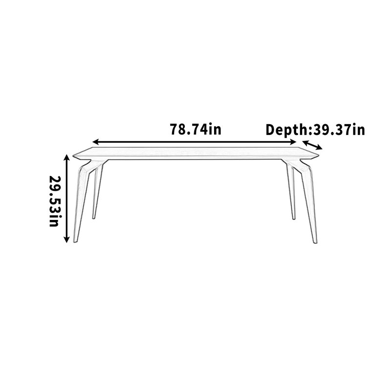 Bureau ou bureau simple, H 29,53 po x l 78,74 po x P 39,37 po, Noir