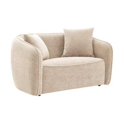 Keith Beige Chenille Loveseat With 2 Matching Color Toss Pillows