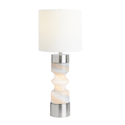 30.25" Metal Table Lamp With White Shade