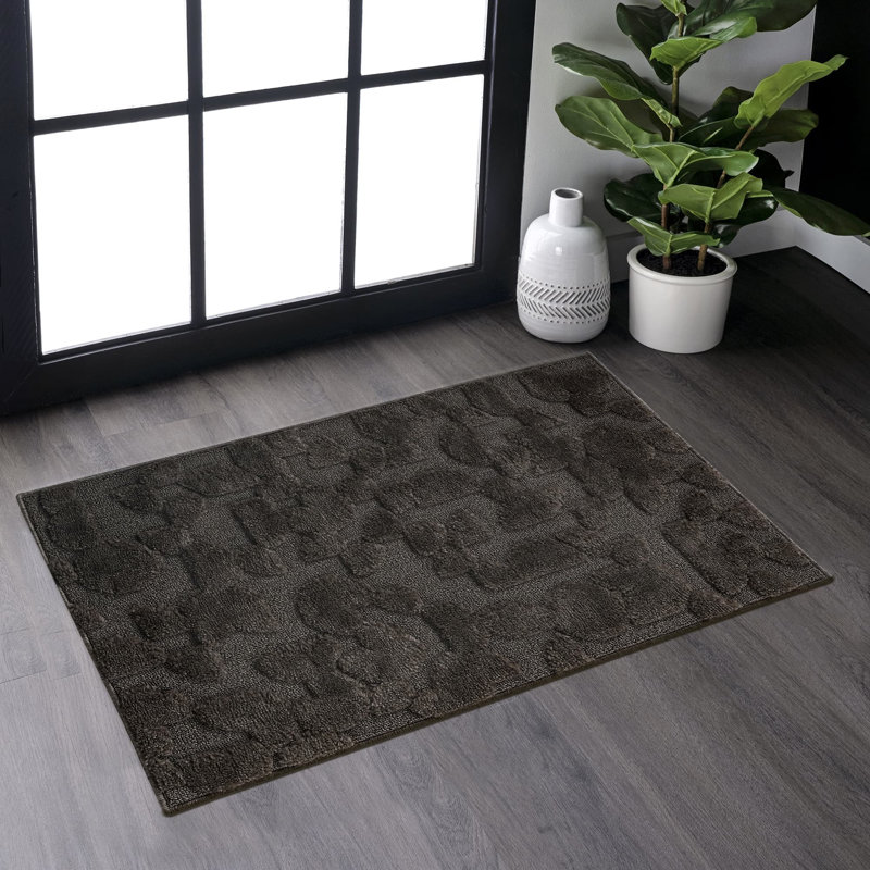 High-Low Brown Indoor Area Rug, 2'x3', Modern, Contemporary, Geometric, Bohemian, Bedroom, Kitchen, Living Room, Doormat, Non Shedding Carpet