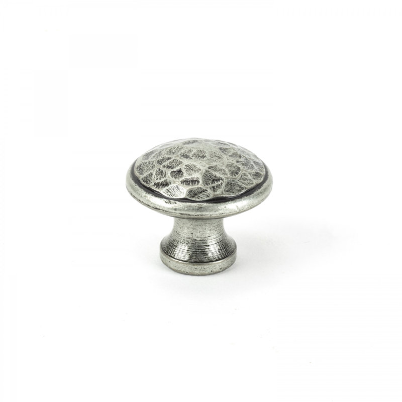 Hammered 30mm Diameter Round Knob, Pewter Patina