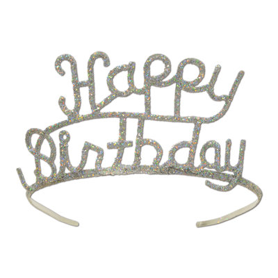 Glittered Metal Happy Birthday Tiara