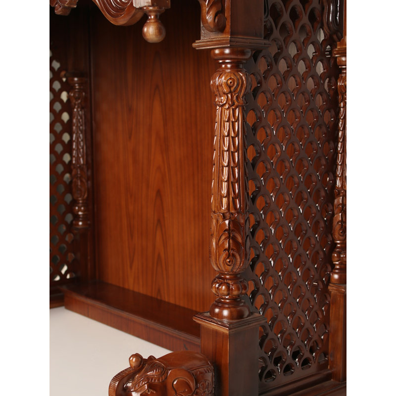 54" Large Designer Wooden Temple with Drawers