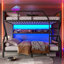 Lit superposé double au-dessus de double, lit superposé en métal avec tablettes de rangement et lumières-1526033056