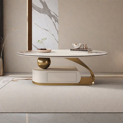 Table basse ovale en ardoise