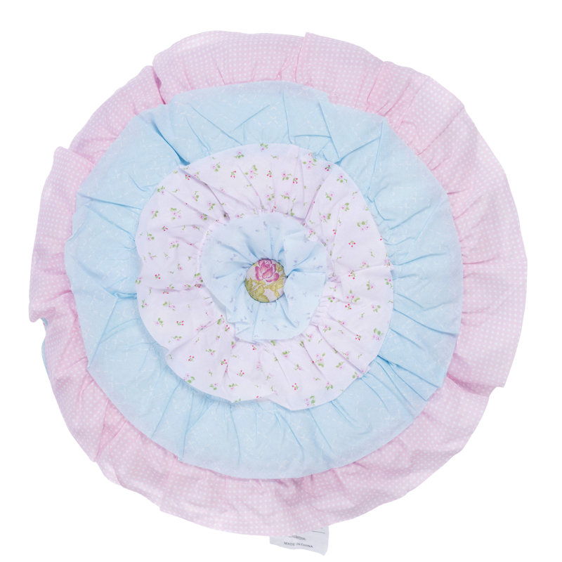  White/Blue/Pink 100% Cotton Reversible Farmhouse / Country Quilt Set, Queen Quilt + 2 Standard Shams + Throw Pillow