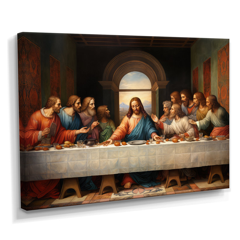 Chef-d'œuvre, le dernier repas d'aujourd'hui - Art mural de chef-d'œuvre pour le salon, Toile tendue, 16" H x 32" W