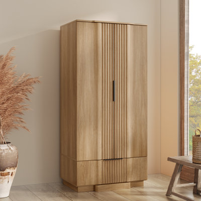 Designer Modern Minimalist Style Fluted Panel Armoire