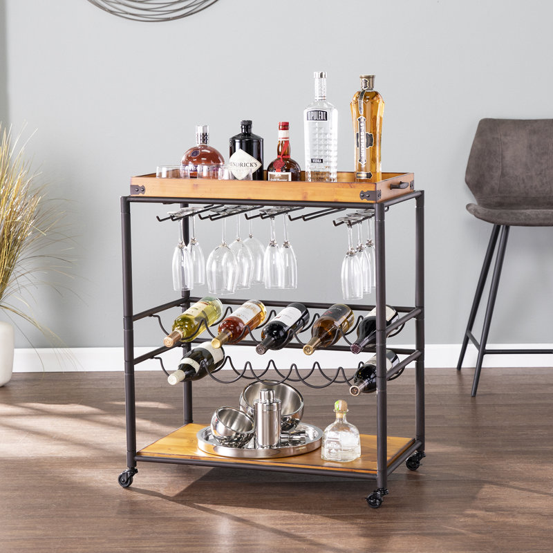 Celik Metal Bar Cart, Natural