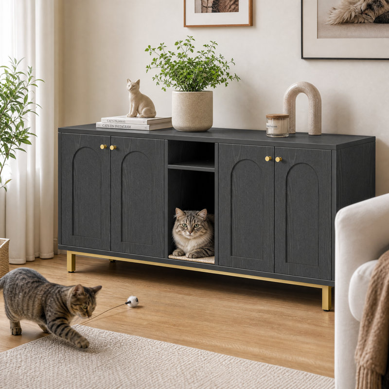 Enceinte de litière cachée pour chat avec bloc-notes pour chat