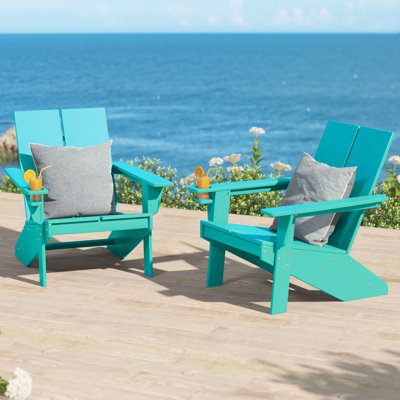 Modern Poly Adirondack Chair (Set Of 2), Black