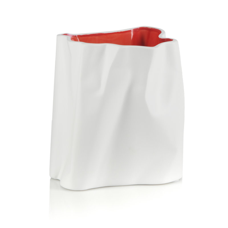 Vase de table en céramique Roza, H 7 po x l 5 po x P 5 po, Rouge