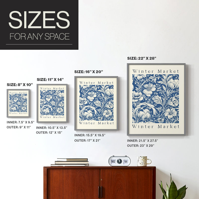 Reproduction florale rétro encadrée XXX, bois massif, H 15 po x l 12 po, Gris