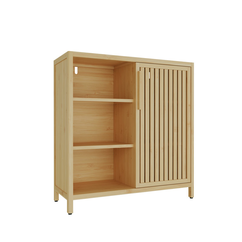 Armoire de rangement de salle de bain à grande capacité à une porte avec tablettes ouvertes pour maximiser l'espace vertical et un usage domestique polyvalent
