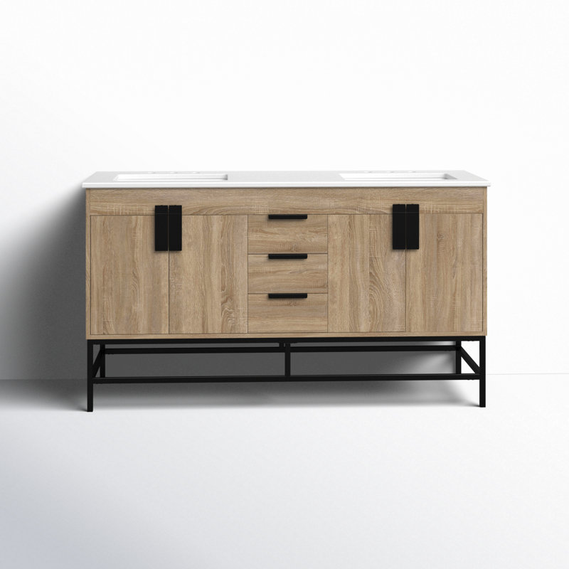 Eugene 60" Double Bathroom Vanity Set, Mango Wood
