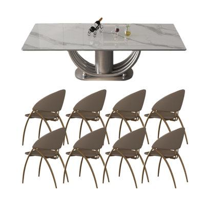 Ensemble de table de salle à manger moderne en pierre frittée