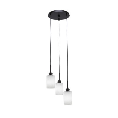 Monck 3 Light Cluster Pendalier Shown In Espresso Finish With 4" White Muslin Glass