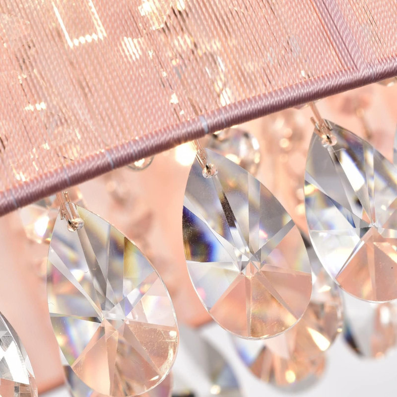 Plafonnier en cristal 3 lumières Chandelier, Rose