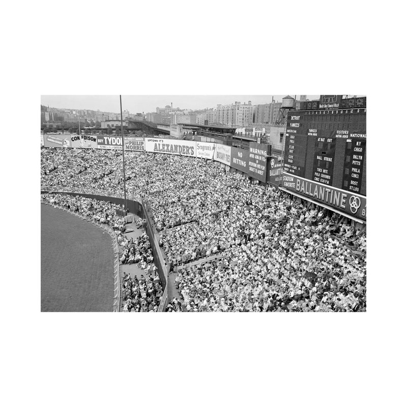 1940s-1950s Large Crowd Yankee Stadium Bronx NYC Bleachers Advertising Signs Around the Stadium New York City NY USA 1 Piece Wrapped Canvas Wall Art
