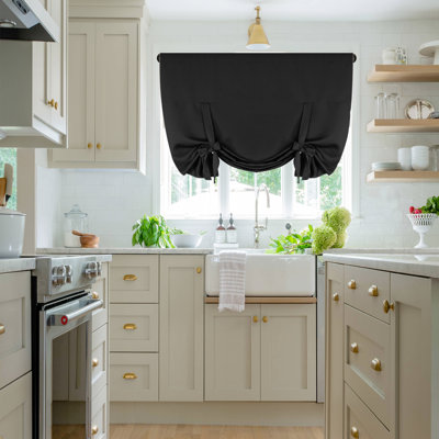 Kitchen Tie Up Curtain Thermal Insulated Tie Up Window Blind for Small Window Rod Pocket Panel