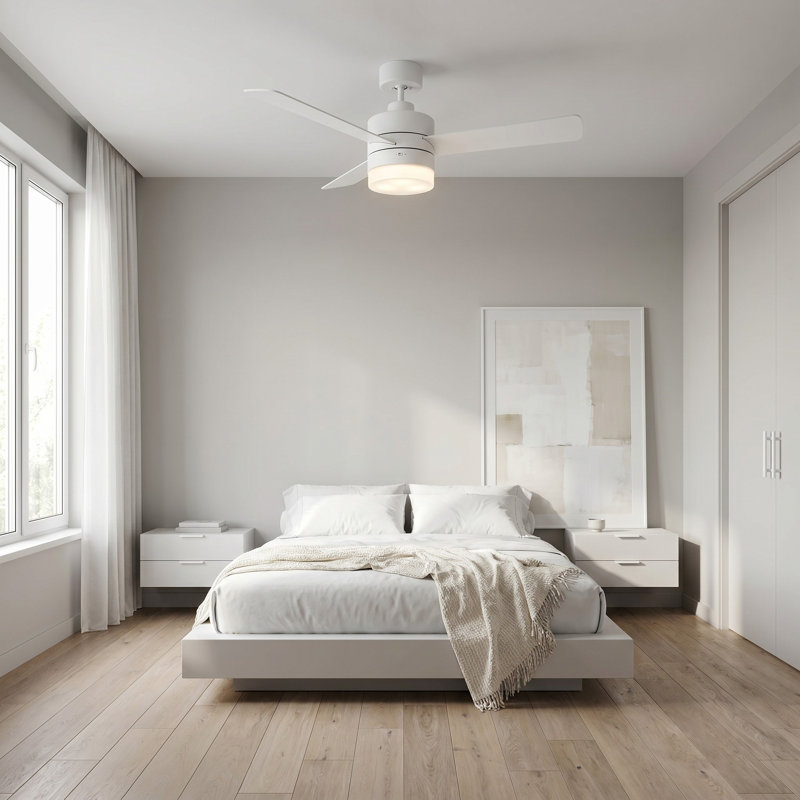 Adna 44'' Ceiling Fan with Light Kit, Matte White, 44", Matte White