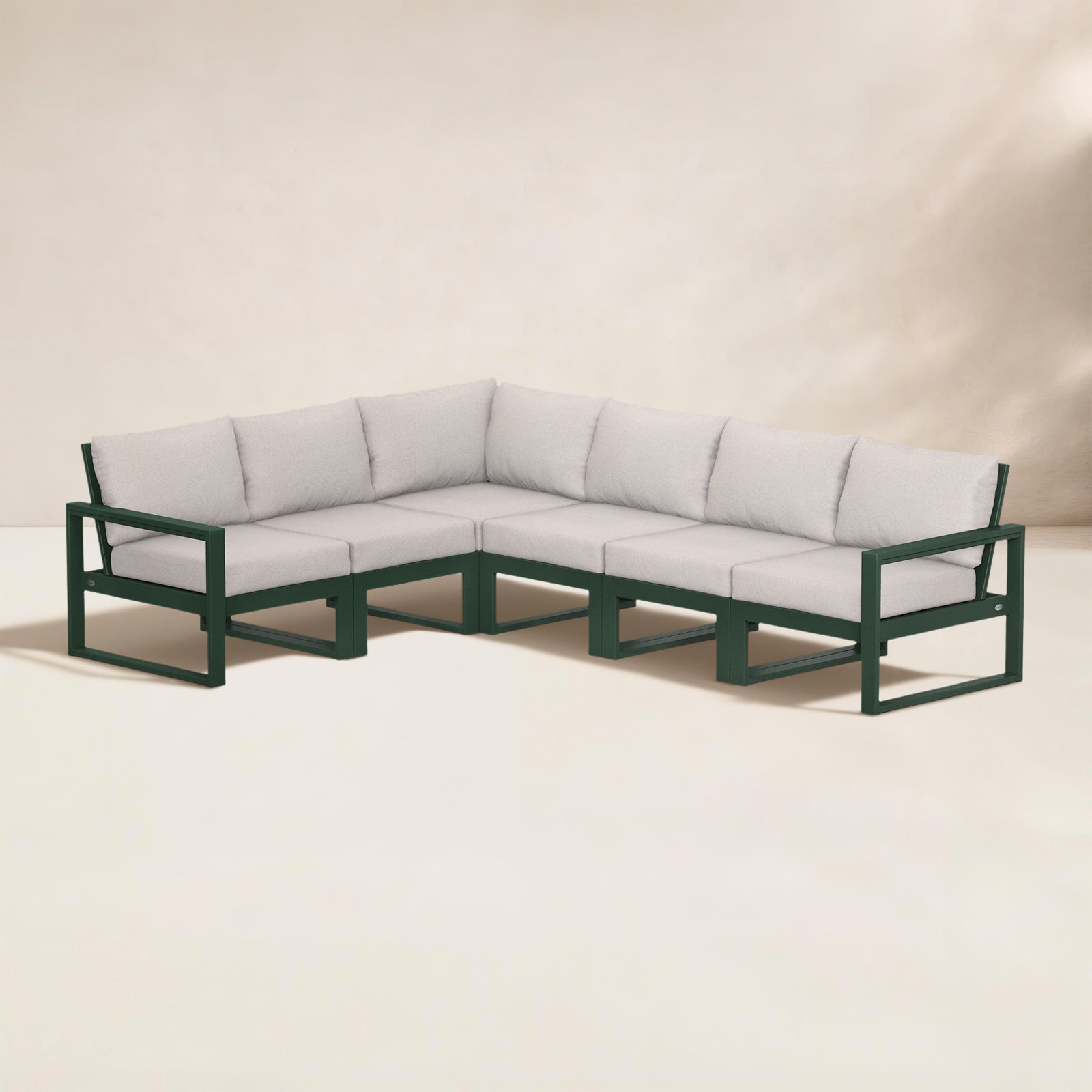 POLYWOOD® Edge 111" Patio Sectional, Cast Ash, Green