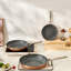 Ensemble de poêles à frire en aluminium 3 pièces 8 10 12 po pré-assaisonné gris