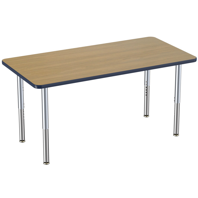 Table rectangulaire d'activité rectangulaire avec pieds réglables, 30" x 60", Chêne Pasadena / bleu marine, Super