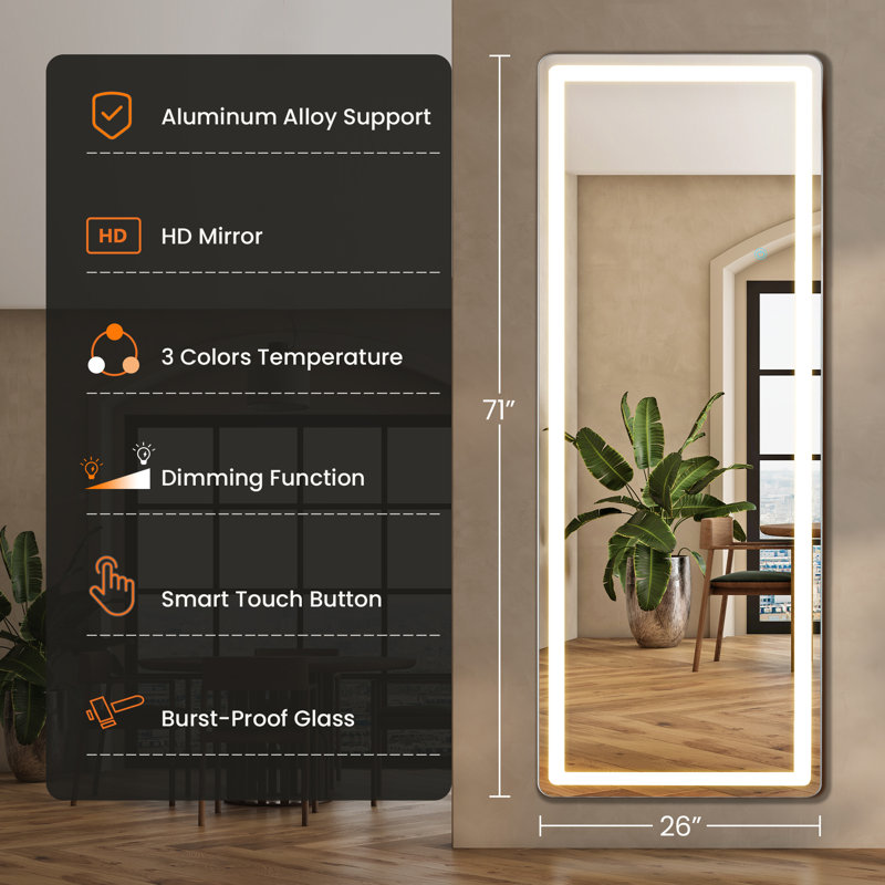 Miroir 3 lumières avec lumières DEL, 71 po x 26 po avec miroir, 71 po x 26 po