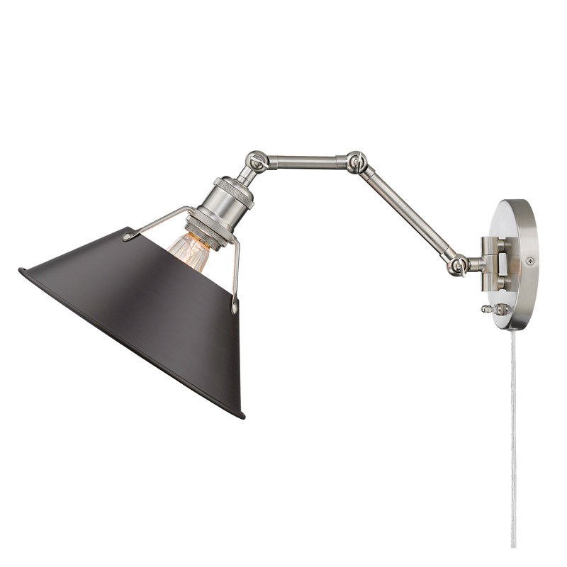 Lampe murale avec bras pivotant à 1 lumière Weatherford, Bronze huilé, Étain