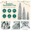 8FT, 6FT, 4FT Pre-Lit Pencil Christmas Trees, 3-set Slim Artificial Christmas Tree With Snow Flocking, Xmas Holiday Decoration Tree, 1455 Branch Tips, 520 LED Lights, 11 Lighting Modes