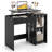 Space Saving Computer Desk With Hidden Compartment And Open Storage Shelves