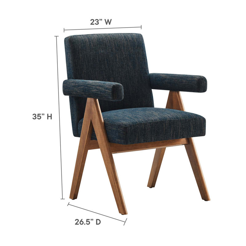 Modway Lyra Fabric Arm Chair Dining Chair, Azure Fabric